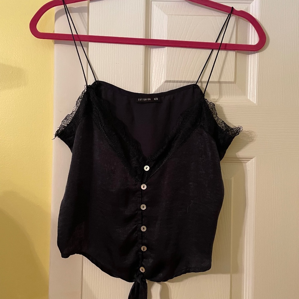 Cotton On Lace Trim Cropped Tank Top